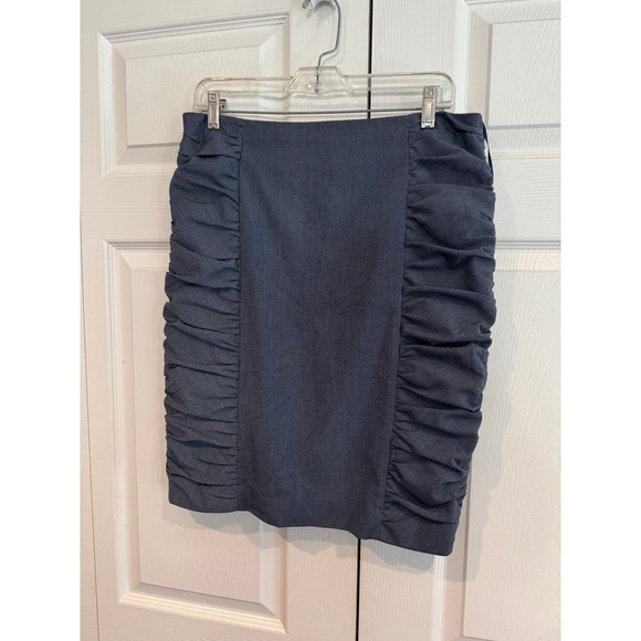 Anthropologie Cartonnier Alluring Sway Ruched Blue Pencil Skirt SZ 10 - Picture 4 of 8